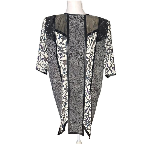 Shepherds Medium Artistic Avant Garde   Mixed Pattern Triangle Hem Tunic Dress - Picture 1 of 8